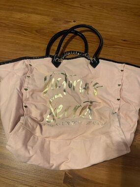 Victoria's Secret Pink Tote with Black Handles and Gold Logo
